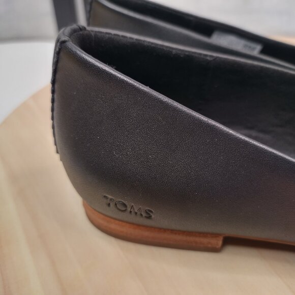 Tom's Brielle Black Leather Flats Shoes Women US 6 - Picture 4 of 14